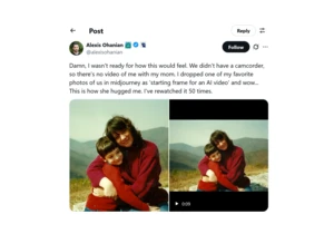 This touching viral AI video of Reddit co-founder Alexis Ohanian’s mom hugging him is also sparking a fiery debate
