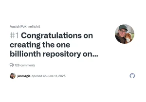 Congratulations on creating the one billionth repository on GitHub