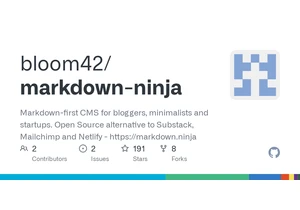 Markdown Ninja: markdown-first CMS for bloggers, minimalists and startups.