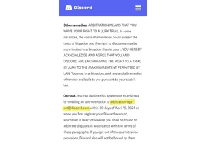 Discord Applying Forced Arbitration - opt-out before it is too late!