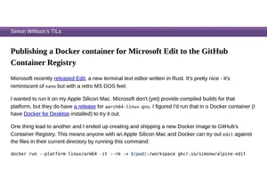Publishing a Docker Container for MS Edit to the GitHub Container Registry