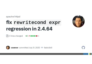 CVE-2025-54090: Apache HTTP Server: 'RewriteCond expr' always evaluates to true