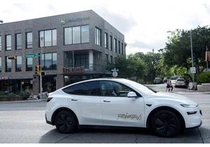 A Tesla robotaxi inexplicably drove into a parked car
