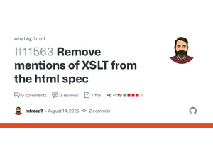 Chrome intends to remove XSLT from the HTML spec