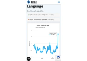 Ada Continues to Climb in June Tiobe Index and PYPL