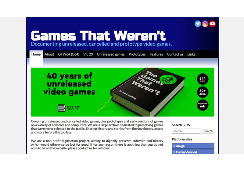 Games That Weren't: Preserving Cancelled and Unreleased Video Game History