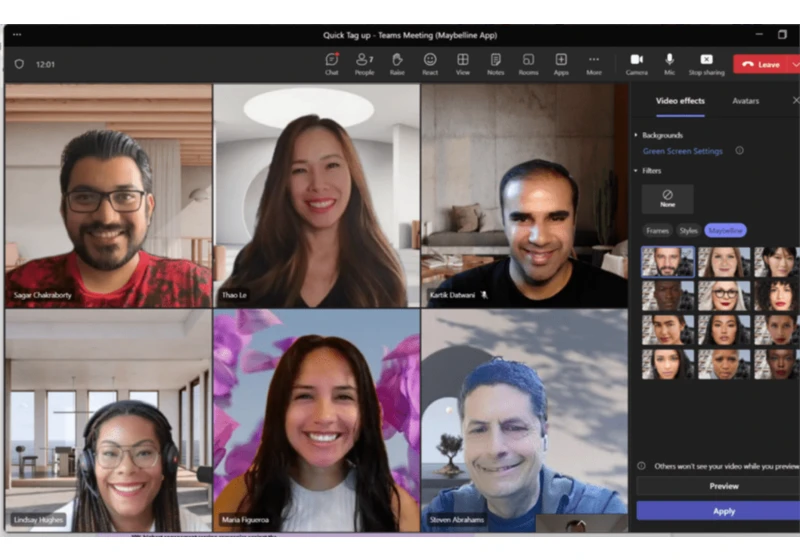 Microsoft Team’s newest filter applies your makeup for you