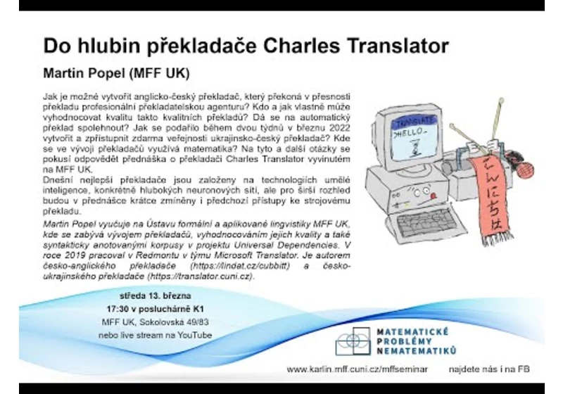 Do hlubin překladače Charles Translator – M. Popel [seminář MPN 13.3.2024]