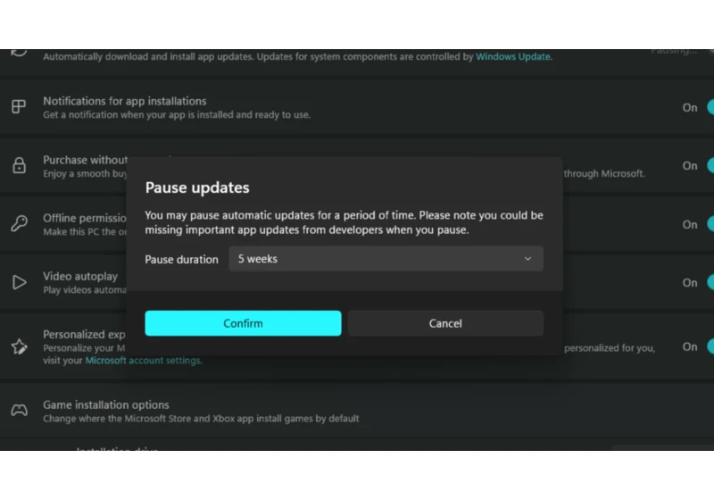 Microsoft Store disables opting out of automatic app updates
