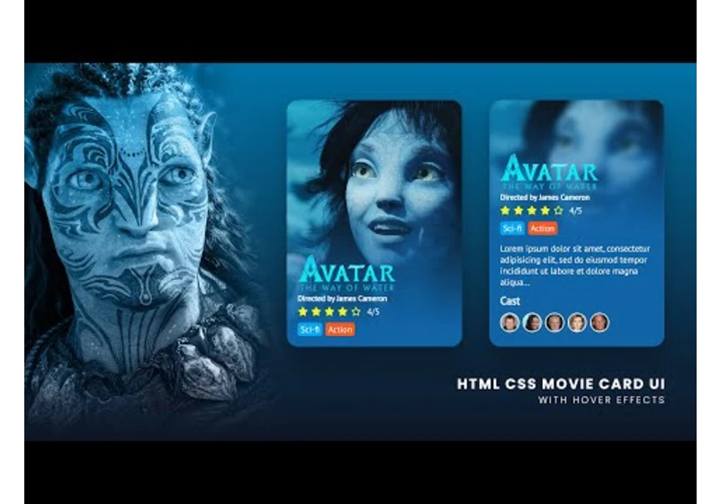 Avatar | Movie Card UI Design in Html & CSS with Cool Hover Effects