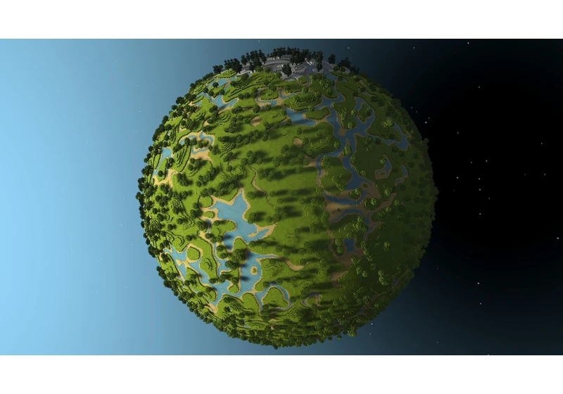  Planetary Minecraft-inspired demo uses a spherical planet — game has the same blocky mechanics, but converts flat earth surface into a sphere 