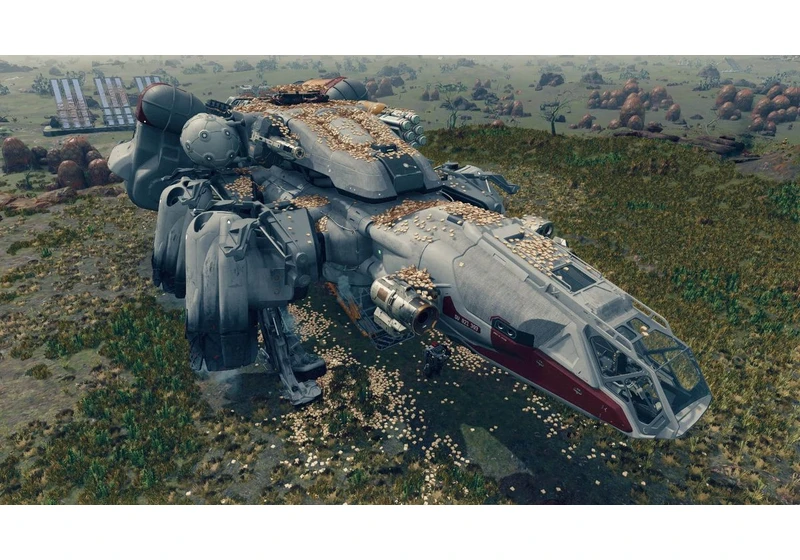  Starfield player spawns 10,000 sandwiches atop their ship, raining them down on New Atlantis after takeoff 