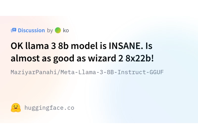 Llama 3 8B is almost as good as Wizard 2 8x22B