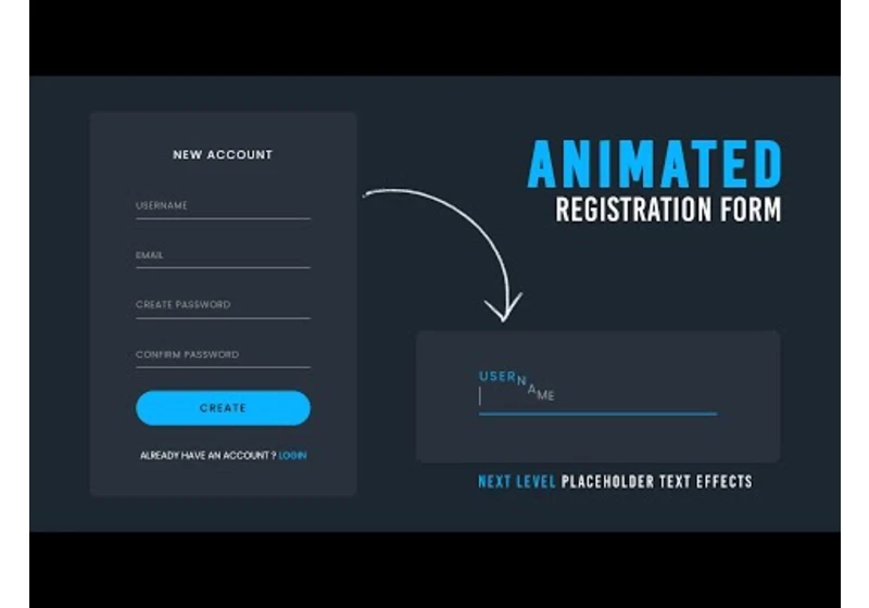Animated Registration Form in Html CSS & Javascript | Floating Placeholder Text Effect