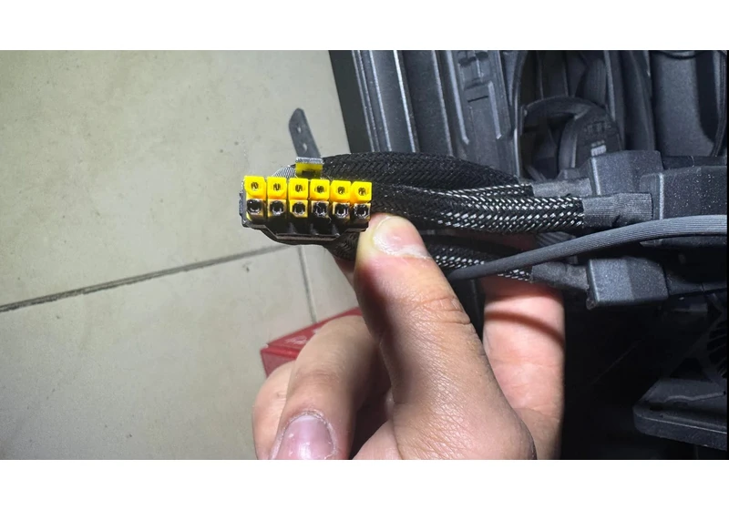  RTX 5090 yellow-tipped connector becomes a charred mess following GPU meltdown 