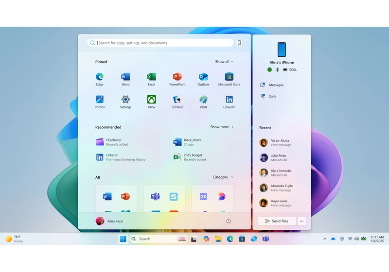  Microsoft unveils new Start menu for Windows 11 with customizable layout and Phone Link integration 