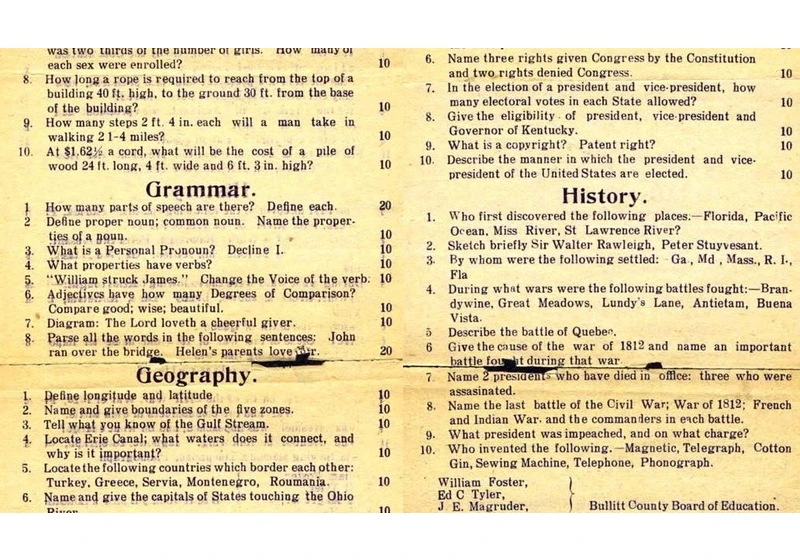 Could you pass this 8th grade test from 1912?