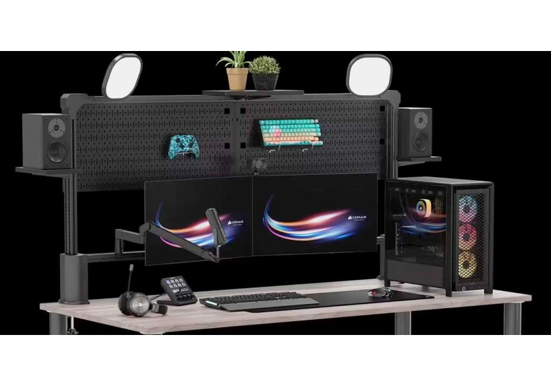Corsair’s new pegboard shelf adds workshop chic to your desk