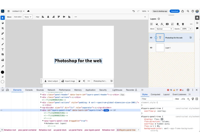 CSS Findings From Photoshop Web Version
