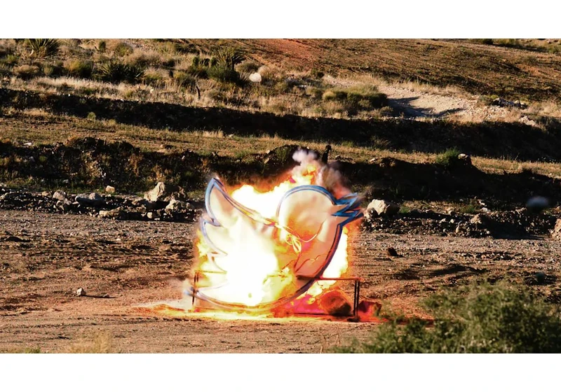 The 560-pound Twitter sign met a fiery end in a Nevada desert