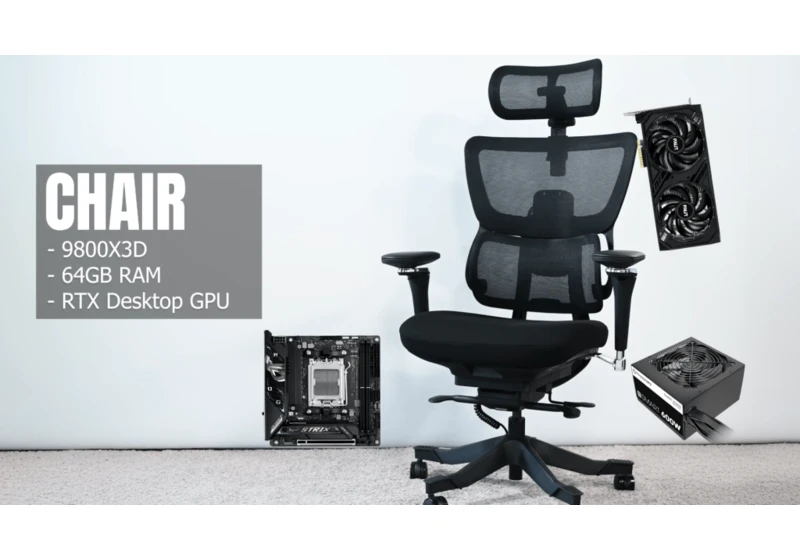 This gaming PC stuffed into a desk chair doubles as a butt warmer
