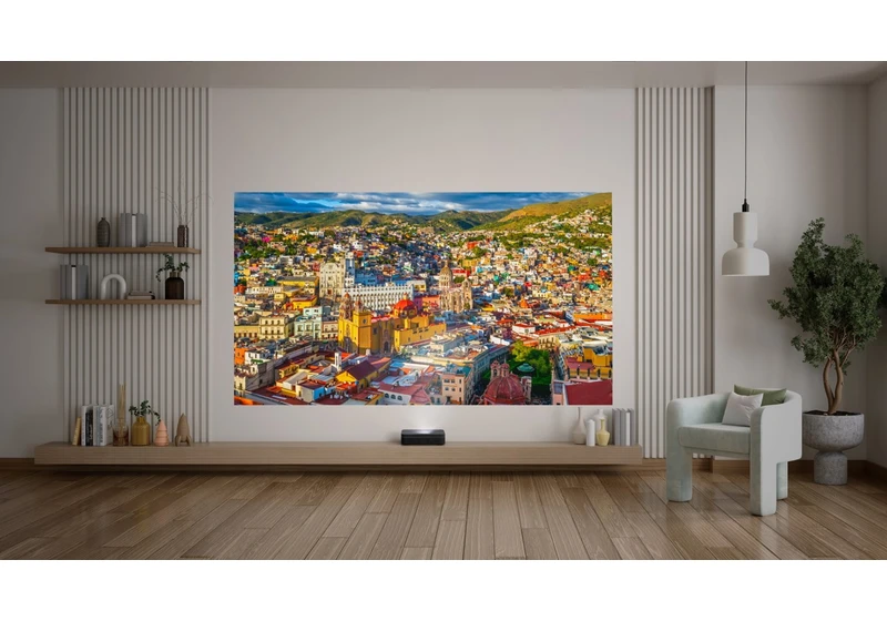 You can now buy a mind-blowingly small UST triple-laser projector in the US – huge, colorful images from a tiny box that sits right next to the wall