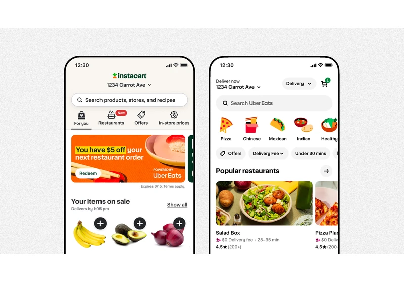 Instacart will soon let users order food in the app from Uber Eats