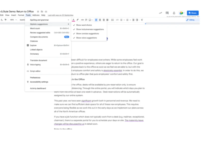 The new purple squiggle in Google Docs flags ‘potentially inappropriate words’