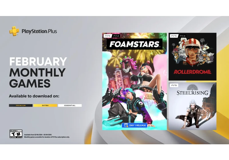 February's PlayStation Plus games include Foamstars, Rollerdrome and Steelrising
