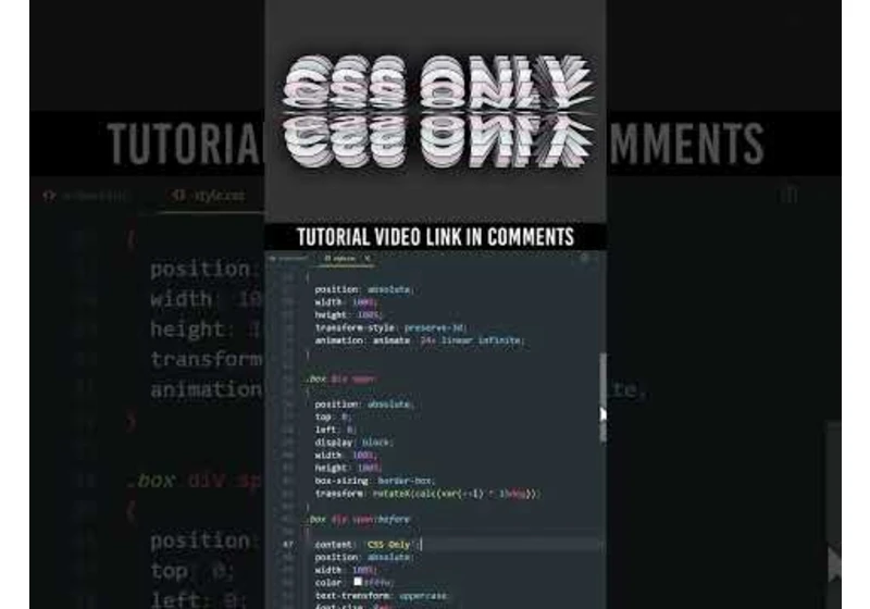 CSS Only 3D Text Rotation Animation Effects #shorts