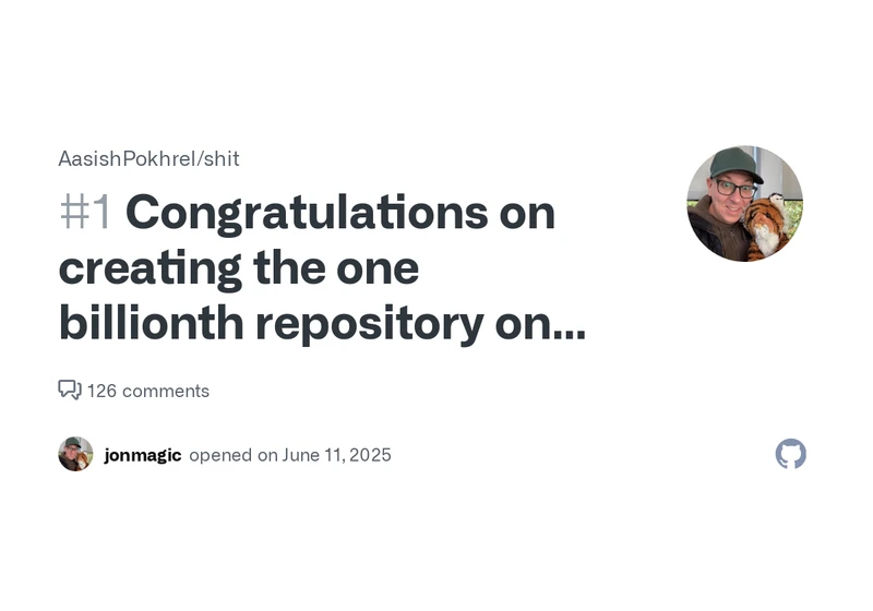 Congratulations on creating the one billionth repository on GitHub