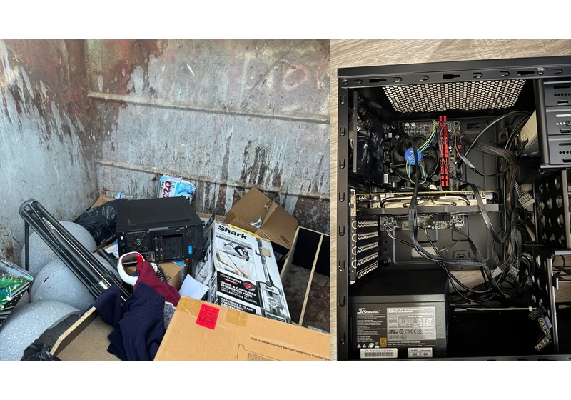  Fully working PC fished out from a dumpster and rehabbed — trash-binned system can still run Linux and light games 