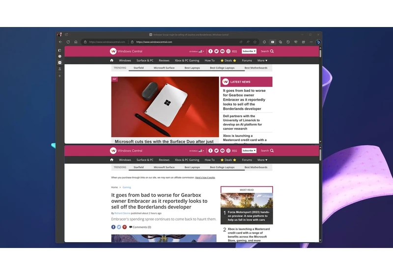 Microsoft adds a new layout option to the Split screen feature in Edge (and it's pretty great)