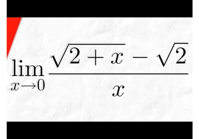 Limit of (sqrt(2+x)-sqrtx)/x as x approaches 0 (with Conjugate) | Calculus 1 Exercises