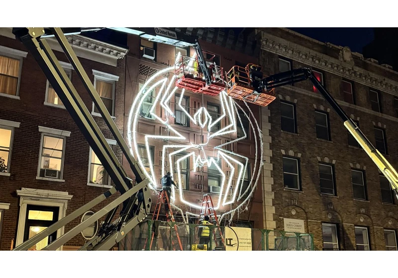 Spider-Man: Beyond the Spider-Verse might be about to get an exciting release update as fans spot a big Miles Morales logo in downtown New York