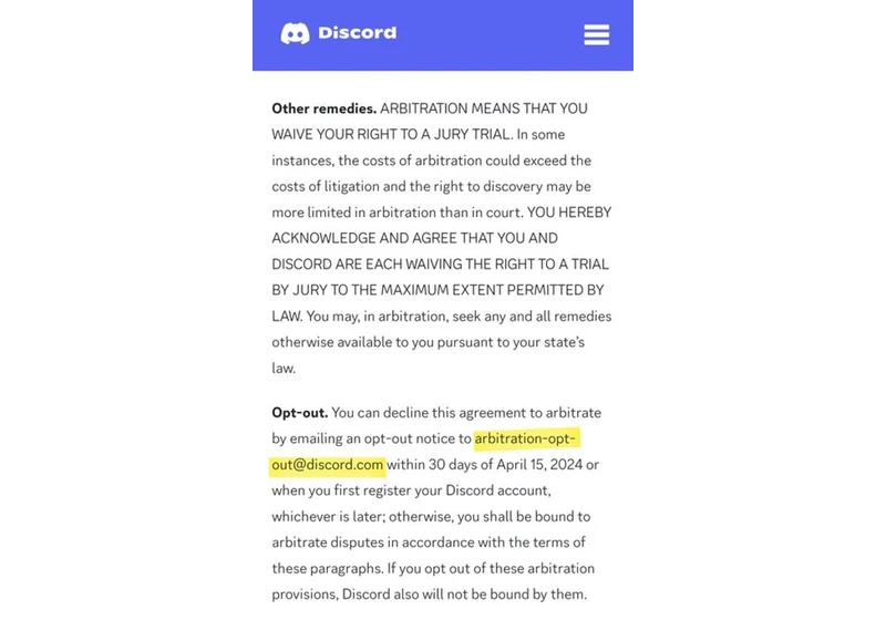 Discord Applying Forced Arbitration - opt-out before it is too late!