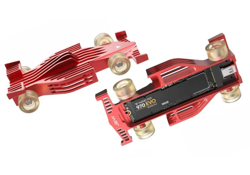 This stylish toy race car hides an external SSD enclosure