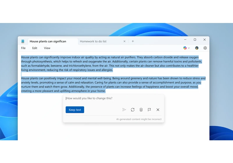 Microsoft Notepad's latest AI trick churns out custom text for you