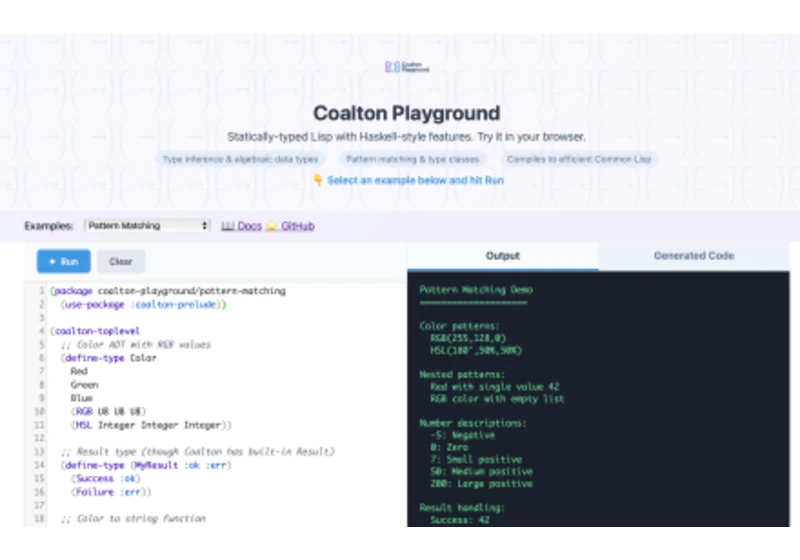 Coalton Playground: Type-Safe Lisp in the Browser