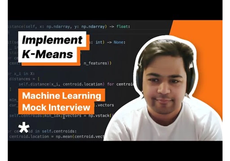 Machine Learning Interview - Implement K-Means Clustering (with Snapchat MLE)