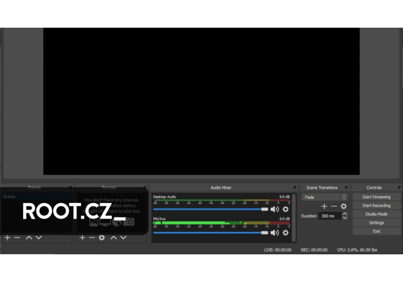 OBS Studio s vícestopým videem na Linuxu, jádro 6.16 a detekce pro Macintosh II