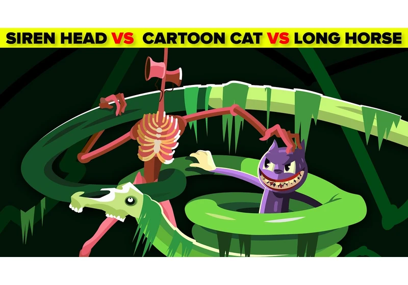 Siren Head vs Cartoon Cat vs Long Horse - Horror Monster Battle Royale