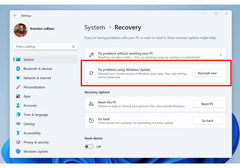 Windows Insider Build Lets You Repair System with Windows Update