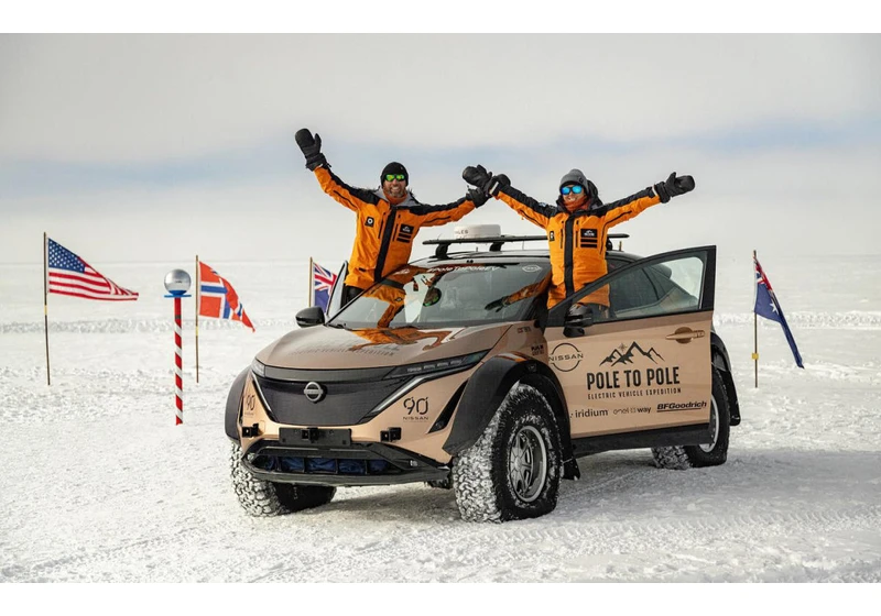 An electric car completed the world's first-ever drive from the North to the South Pole