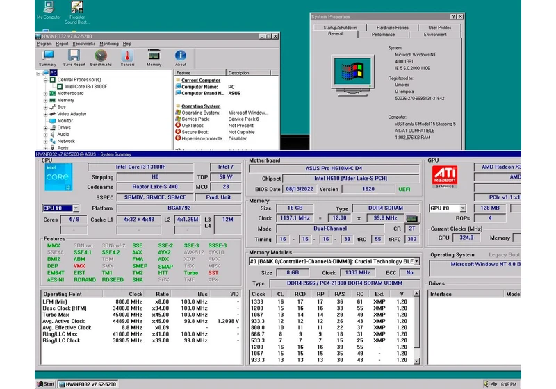 Intel Raptor Lake CPU Runs On 27-Year-Old Windows NT 4.0