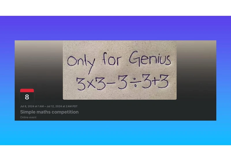 A fake Facebook event disguised as a math problem has been one of its top posts for 6 months