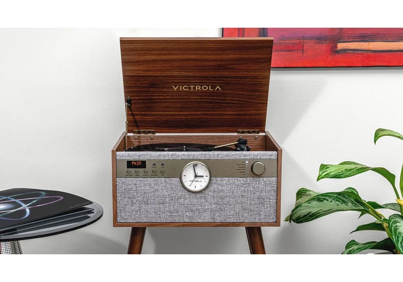 Victrola's affordable 6-in-1 Bluetooth record player also plays cassette and CD, and has its own speakers