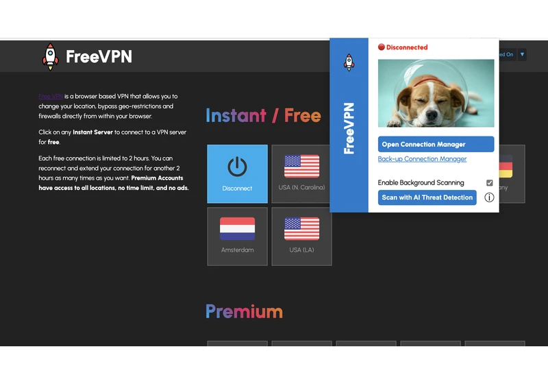  Popular VPN extension for Google Chrome is a security nightmare, screenshots every page users visit and sends them to anonymous developer — FreeVPN.One flagged over enormous privacy concerns 