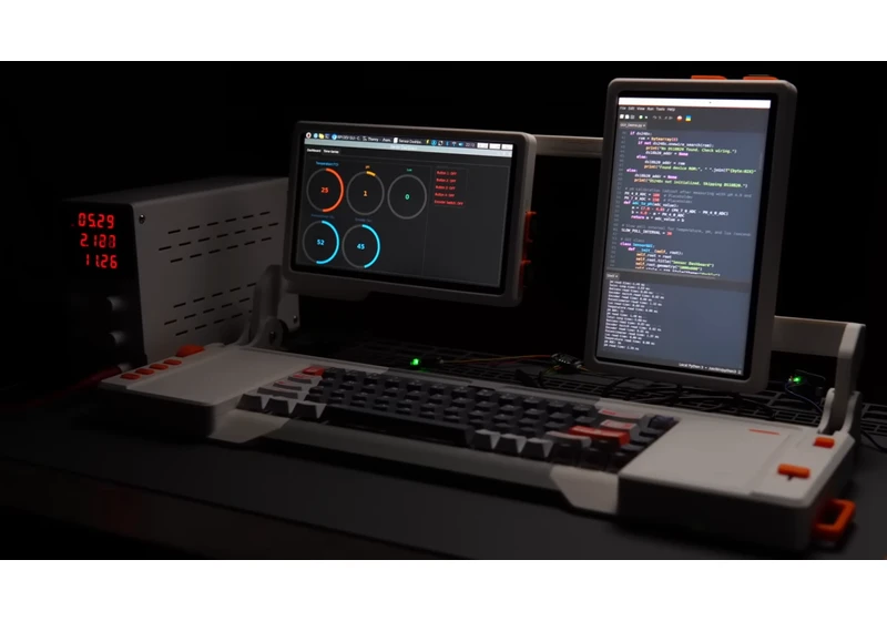 This futuristic 3D-printed cyberdeck has two swiveling touchscreens — and it's powered by a Raspberry Pi 5