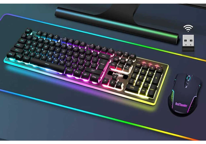 This vibrant no-wires gaming keyboard and mouse combo is just $50